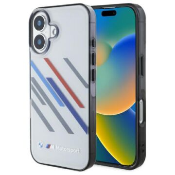 BMW Motorsport IML Stripes szary - etui iPhone 16 Plus