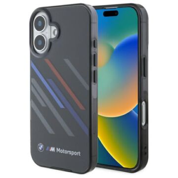 BMW Motorsport IML Stripes czarny - etui iPhone 16 Plus