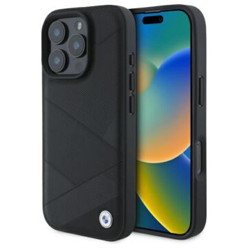 BMW Sign Leather Cross Lines czarny - etui iPhone 16 Pro Max