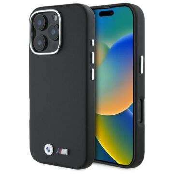 BMW M Smooth Full Wrapped Metal MS czarny - etui iPhone 16 Pro