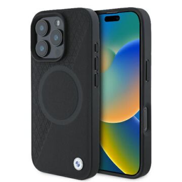 BMW Sign Leather Half Textured MS czarny - etui iPhone 16 Pro