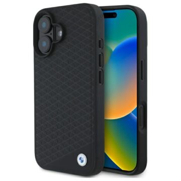 BMW Sign Leather Diamond Metal Logo MS czarny - etui iPhone 16