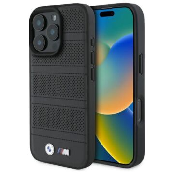 BMW M Perforated Stitch MS czarny - etui iPhone 16 Pro Max