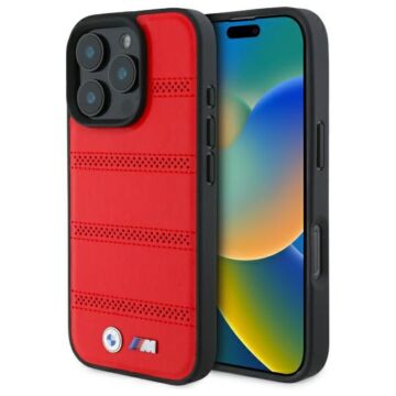 BMW M Perforated Stitch MS czerwony - etui iPhone 16 Pro Max