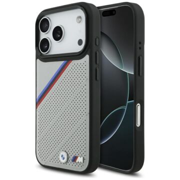 BMW M Tricolor Metal Logo MS szary - etui iPhone 17 Pro