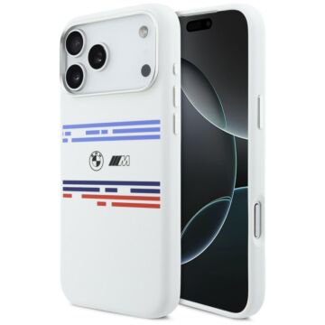 BMW M Silicon Horizontal Line MS biały - etui iPhone 17 Pro Max