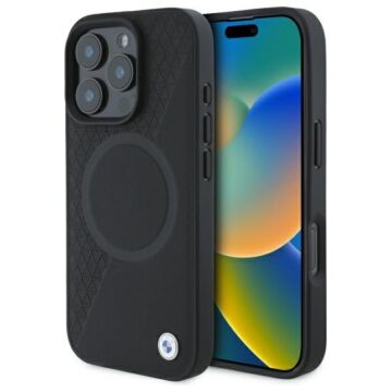 BMW Sign Leather Half Circle MS czarny - etui iPhone 16 Pro Max