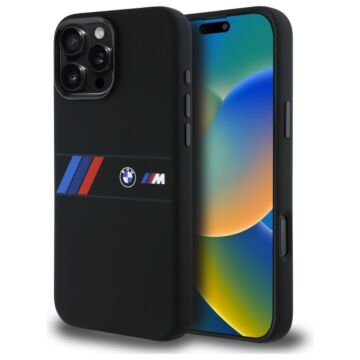 BMW Silicone Middle Stripe MS czarny - etui iPhone 16 Pro Max