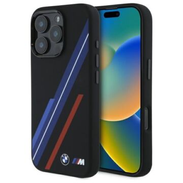 BMW Silicone Random Lines MS czarny - etui iPhone 16 Pro Max