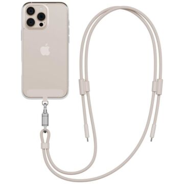 ENERGEA Lasso Lanyard USB-C - USB-C 1.5m 240W piaskowy - smycz na telefon