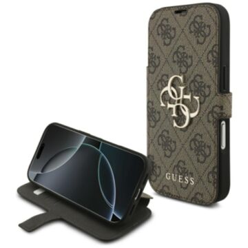 Guess Book 4G Metal Logo brązowy - etui iPhone 17 Pro