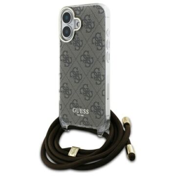Guess Crossbody Cord 4G Print brązowy - etui iPhone 16