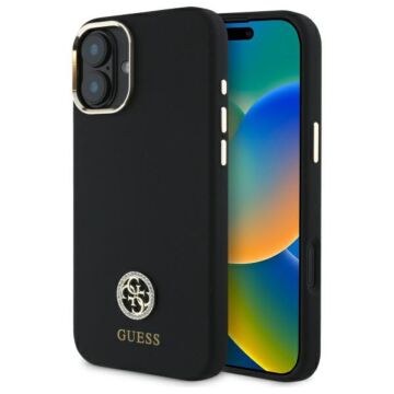 Guess Silicone Logo Strass 4G czarny - etui iPhone 16
