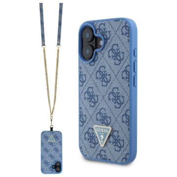 Guess Leather Metal Logo Strass Crossbody niebieski - etui iPhone 16