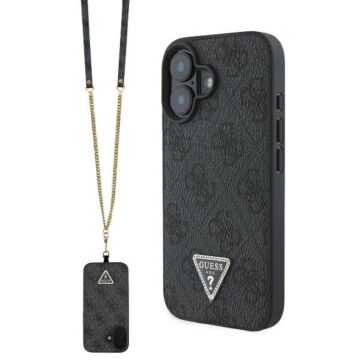 Guess Leather Metal Logo Strass Crossbody czarny - etui iPhone 16