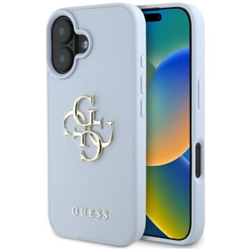 Guess Grained Big 4G Logo Small niebieski - etui iPhone 16