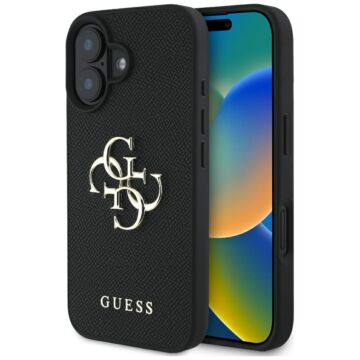 Guess Grained Big 4G Logo Small czarny - etui iPhone 16