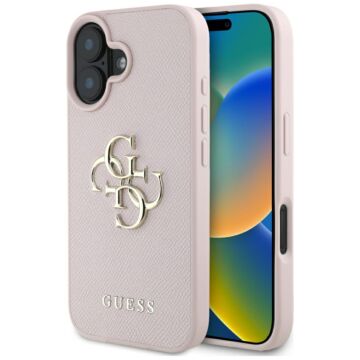 Guess Grained Big 4G Logo Small różowy - etui iPhone 16