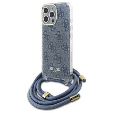 Guess Crossbody Cord 4G Print niebieski - etui iPhone 16 Pro