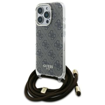Guess Crossbody Cord 4G Print brązowy - etui iPhone 16 Pro