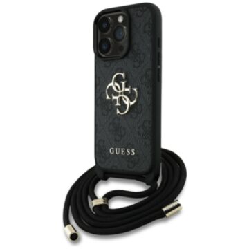 Guess 4G Big Logo Cord Stap Crossbody czarny - etui iPhone 16 Pro Max