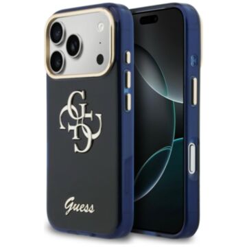 Guess IML 4G Script Metal niebieski - etui iPhone 17 Pro