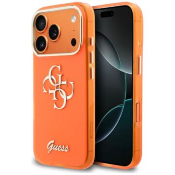 Guess IML 4G Script Metal pomarańczowy - etui iPhone 17 Pro