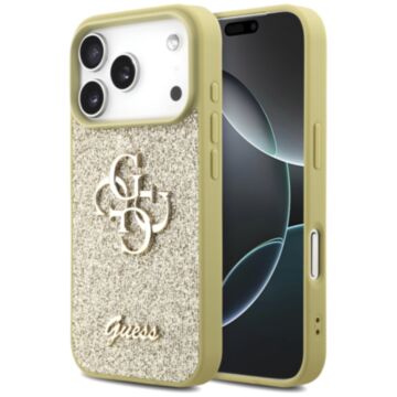 Guess Fixed Glitter Big 4G złoty - etui iPhone 17 Pro