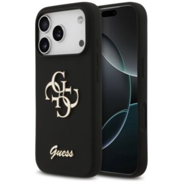 Guess Silicone Big 4G Script czarny - etui iPhone 17 Pro