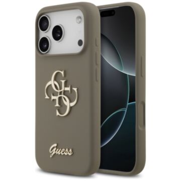 Guess Silicone Big 4G Script brązowy - etui iPhone 17 Pro