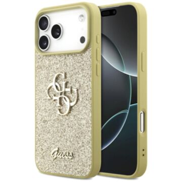 Guess Fixed Glitter Big 4G złoty - etui iPhone 17 Pro Max