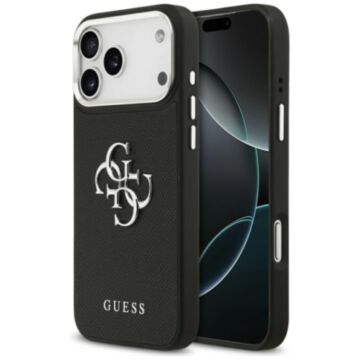 Guess Grained Big Classic 4G czarny - etui iPhone 17 Pro Max
