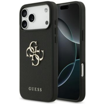 Guess Grained Big 4G czarny - etui iPhone 17 Pro Max