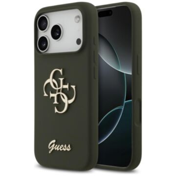 Guess Silicone Big 4G Script khaki - etui iPhone 17 Pro Max
