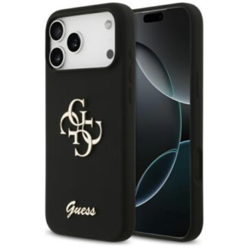 Guess Silicone Big 4G Script czarny - etui iPhone 17 Pro Max