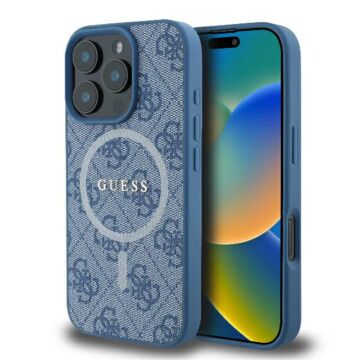 Guess 4G Ring Classic Logo MS niebieski - etui iPhone 16 Pro