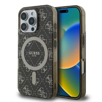 Guess IML 4G Background MS brązowy - etui iPhone 16 Pro