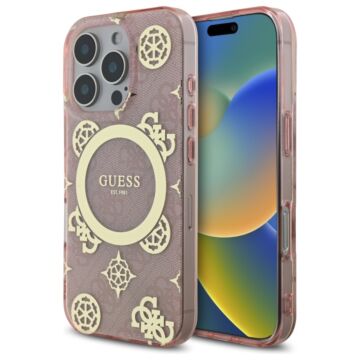 Guess IML Peony On 4G Background MS różowy - etui iPhone 16 Pro