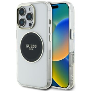 Guess IML Metal Colored Circle MS czarny - etui iPhone 16 Pro