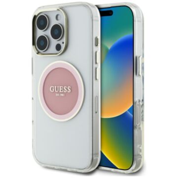 Guess IML Metal Colored Circle MS różowy - etui iPhone 16 Pro