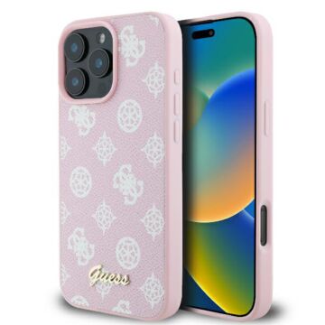 Guess Peony Script Logo MS różowy - etui iPhone 16 Pro