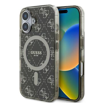 Guess IML 4G Background MS brązowy - etui iPhone 16 Plus