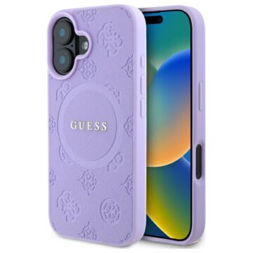 Guess Saffiano Peony MS fioletowy - etui iPhone 16 Plus