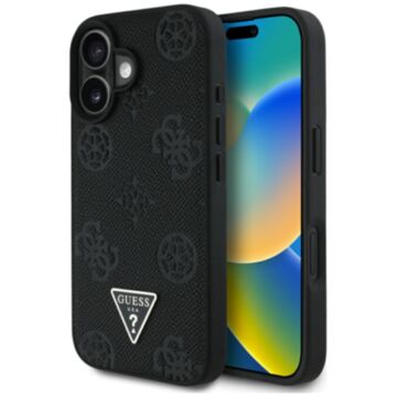 Guess Grained Hot Stamp Peony Triangle Logo MS czarny - etui iPhone 16