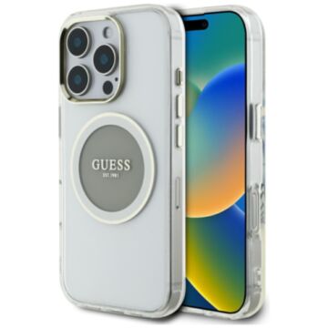 Guess IML Metal Colored Circle MS szary - etui iPhone 16 Pro Max