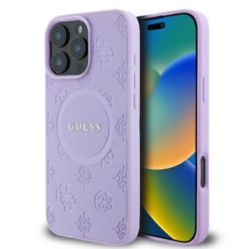Guess Saffiano Peony MS fioletowy - etui iPhone 16 Pro Max