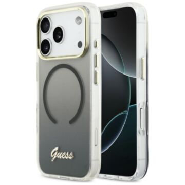 Guess IML Gradient Script Metal MS czarny - etui iPhone 17 Pro