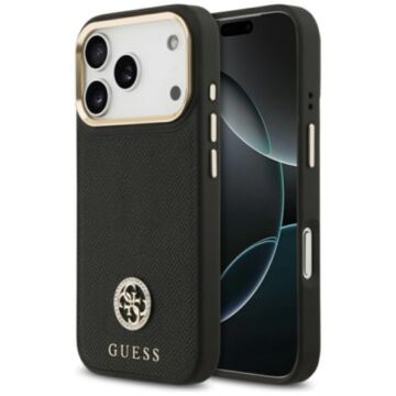Guess Grained Strass Logo MS czarny - etui iPhone 17 Pro