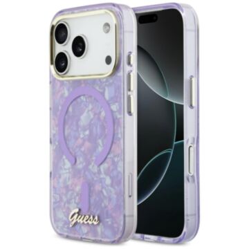 Guess IML Shell Script Metal MS fioletowy - etui iPhone 17 Pro Max