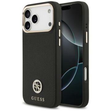 Guess Grained Strass Logo MS czarny - etui iPhone 17 Pro Max